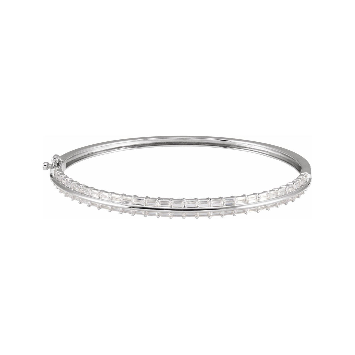 Sapphire Row Lab-Grown Diamond Baguette Bangle Bracelet - 14K White Gold