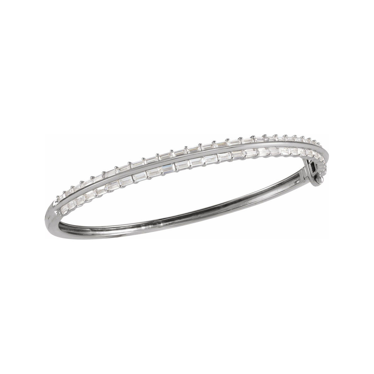 Sapphire Row Lab-Grown Diamond Baguette Bangle Bracelet - 14K White Gold (view 3)