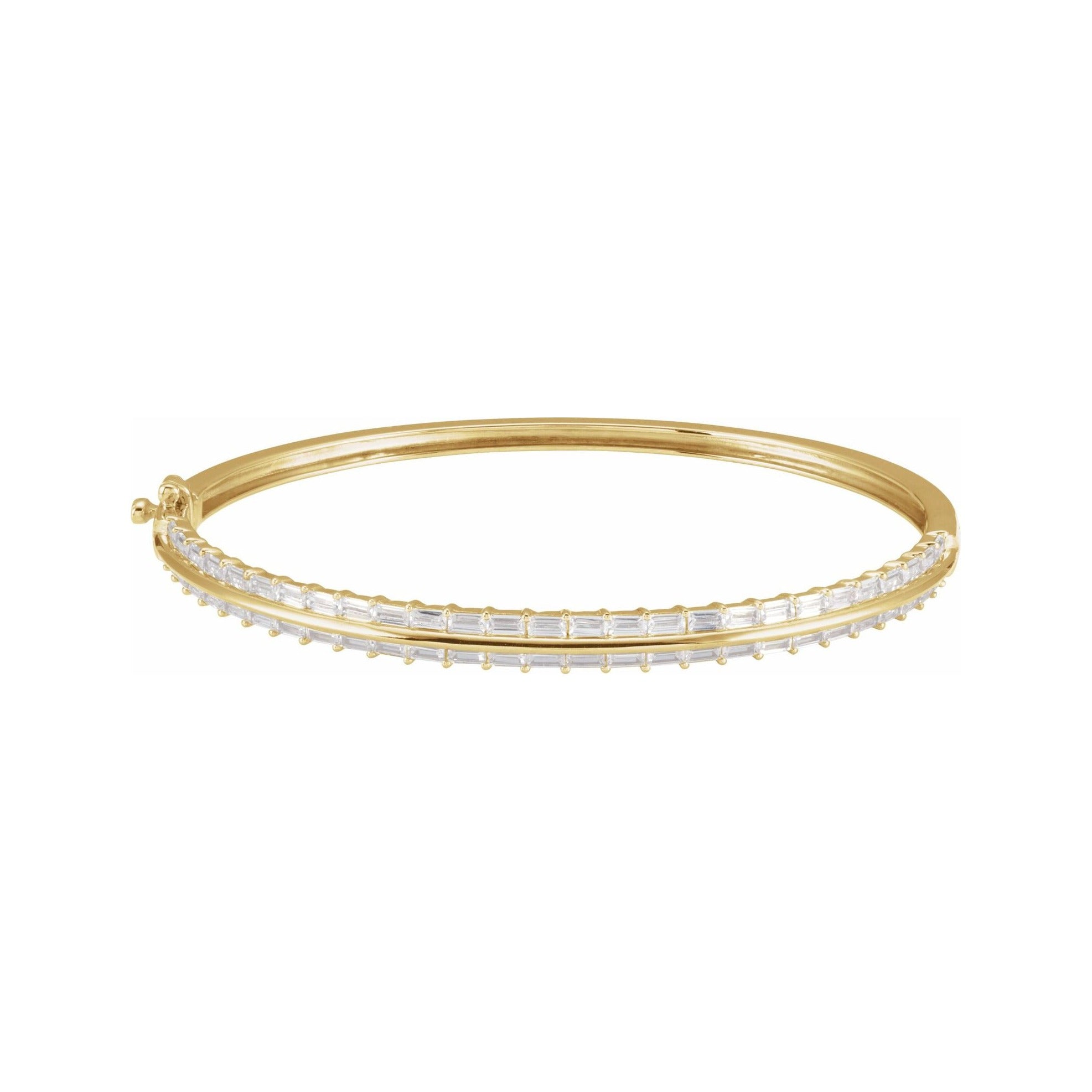 Sapphire Row Lab-Grown Diamond Baguette Bangle Bracelet - 14K Yellow Gold