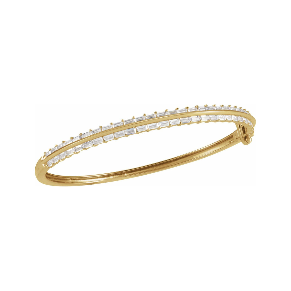 Sapphire Row Lab-Grown Diamond Baguette Bangle Bracelet - 14K Yellow Gold (view 3)