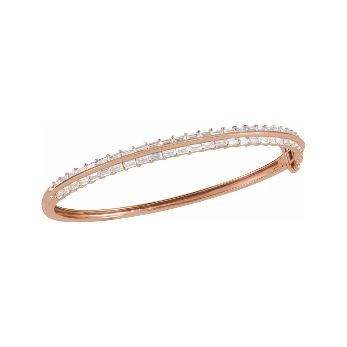 Sapphire Row Lab-Grown Diamond Baguette Bangle Bracelet - 14K Rose Gold (view 3)