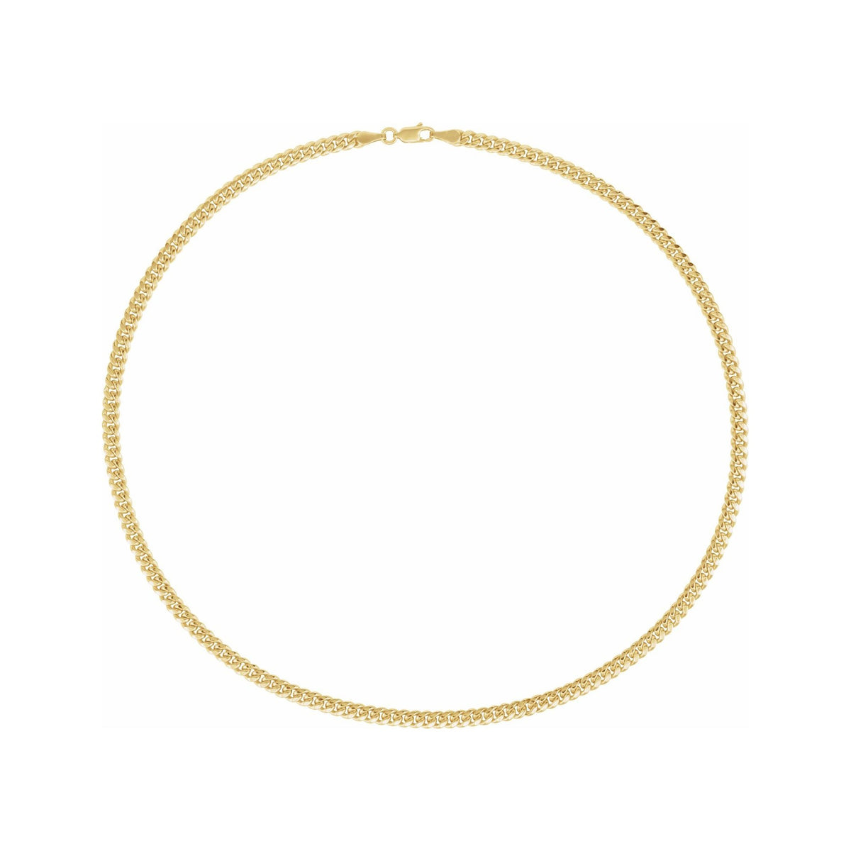 Sapphire Row Gold Hollow Cuban Chain Necklace - 