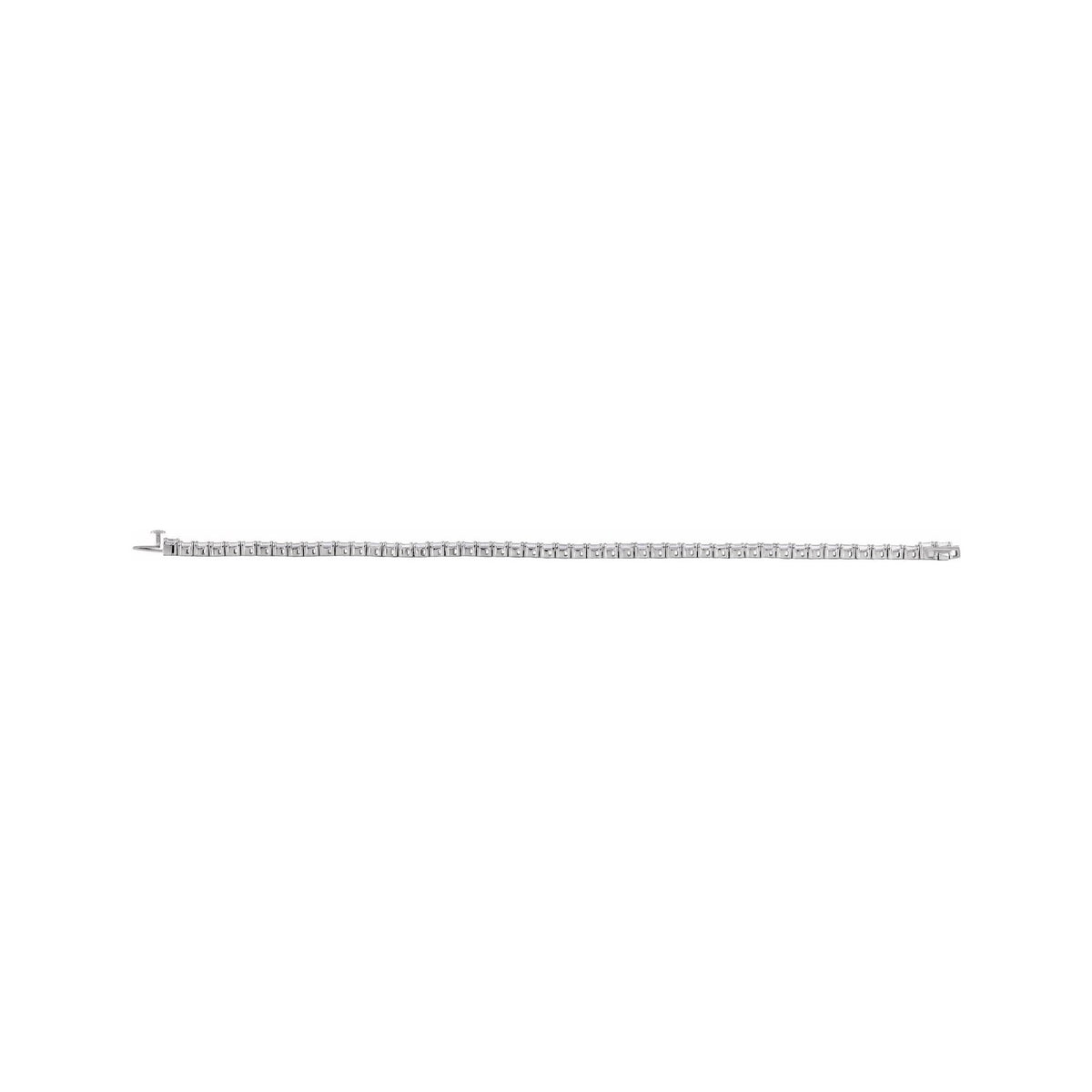 Sapphire Row Lab-Grown Diamond Emerald-Cut Four-Prong Tennis Bracelet - 14K White Gold (view 4)