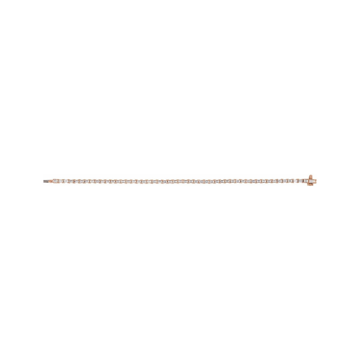 Sapphire Row Lab-Grown Diamond Emerald-Cut Four-Prong Tennis Bracelet - 14K Rose Gold, 7" (view 3)