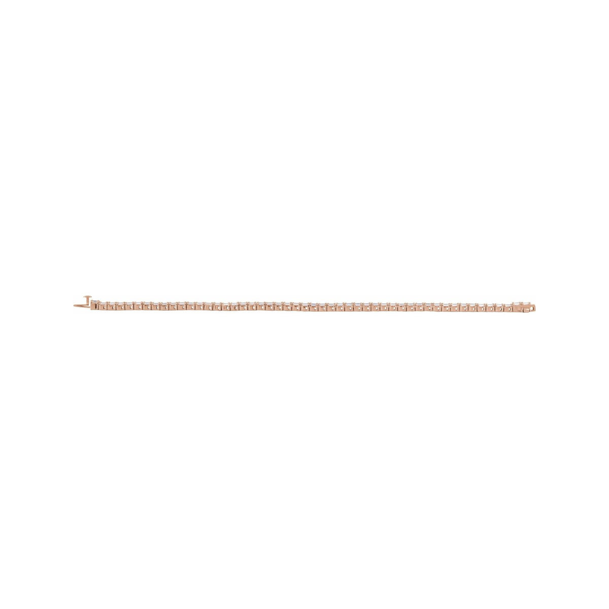 Sapphire Row Lab-Grown Diamond Emerald-Cut Four-Prong Tennis Bracelet - 14K Rose Gold, 7" (view 4)