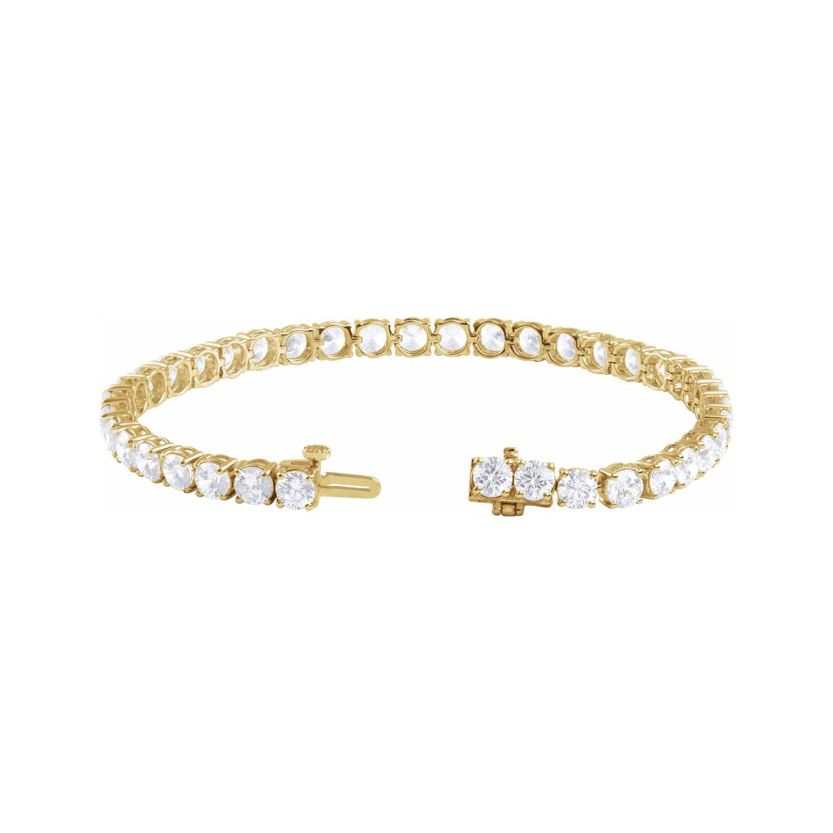 Sapphire Row Lab-Grown Diamond Round Four-Prong Tennis Bracelet - 14K Yellow Gold, 4.25 mm · 12 ctw (view 2)