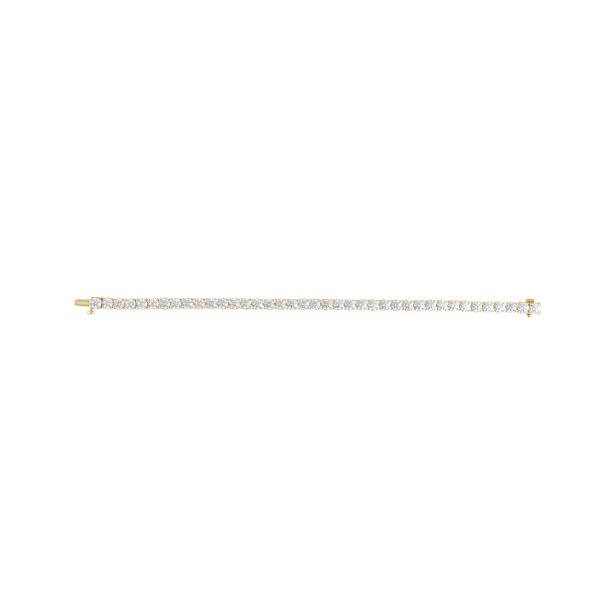 Sapphire Row Lab-Grown Diamond Round Four-Prong Tennis Bracelet - 14K Yellow Gold, 4.25 mm · 12 ctw (view 3)