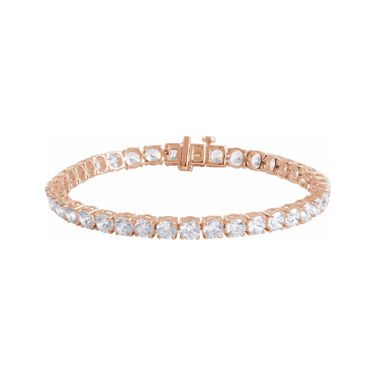 Sapphire Row Lab-Grown Diamond Round Four-Prong Tennis Bracelet - 14K Rose Gold, 4.25 mm · 12 ctw