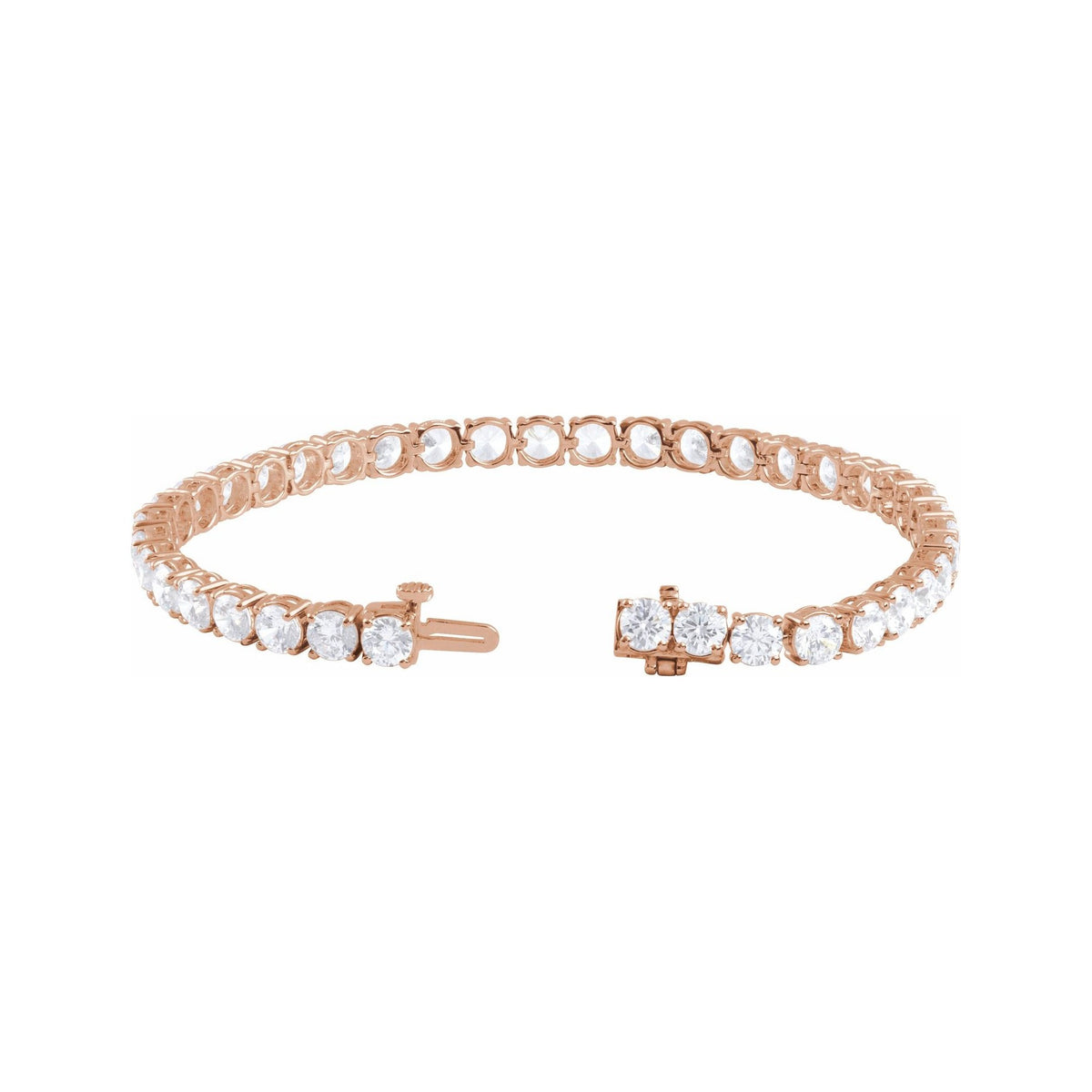 Sapphire Row Lab-Grown Diamond Round Four-Prong Tennis Bracelet - 14K Rose Gold, 4.25 mm · 12 ctw (view 2)