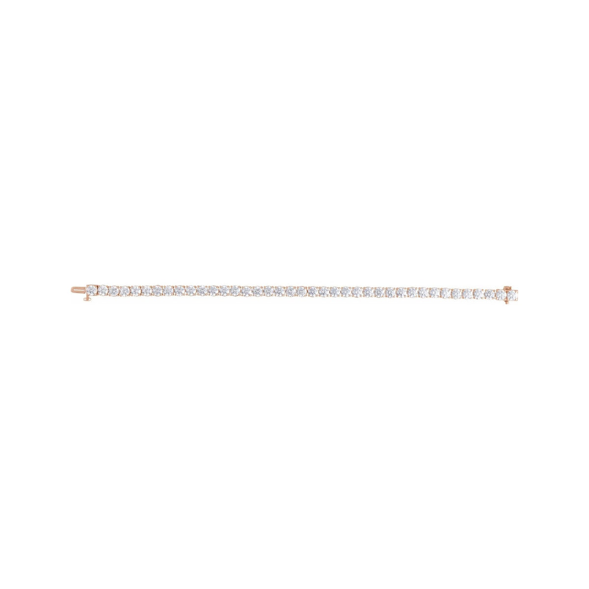 Sapphire Row Lab-Grown Diamond Round Four-Prong Tennis Bracelet - 14K Rose Gold, 4.25 mm · 12 ctw (view 3)