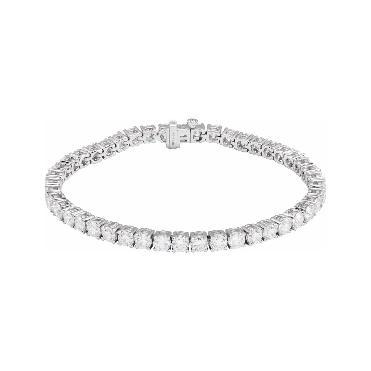 Sapphire Row Lab-Grown Diamond Round Four-Prong Tennis Bracelet - 14K White Gold, 3.65 mm · 9 ctw