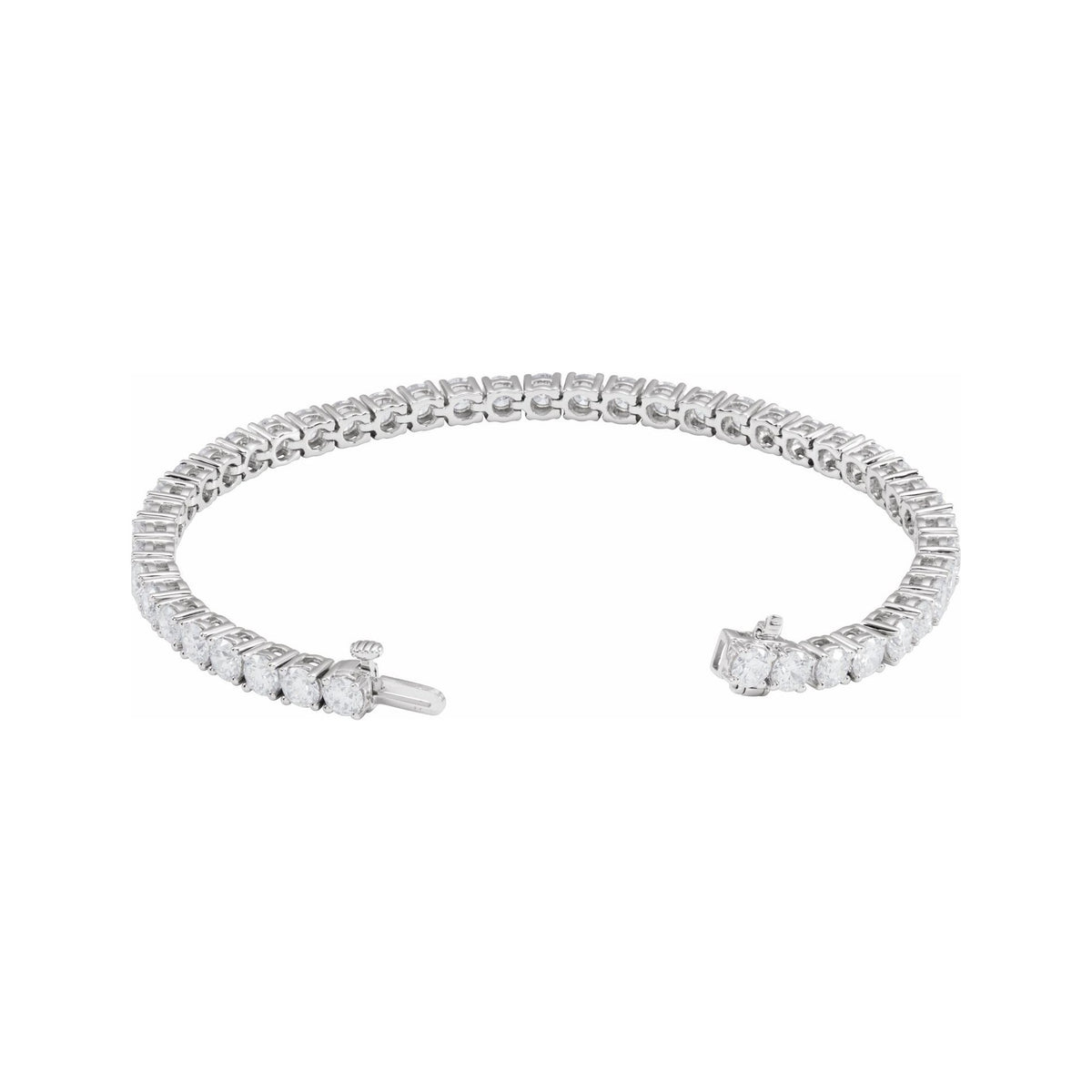Sapphire Row Lab-Grown Diamond Round Four-Prong Tennis Bracelet - 14K White Gold, 3.65 mm · 9 ctw (view 2)