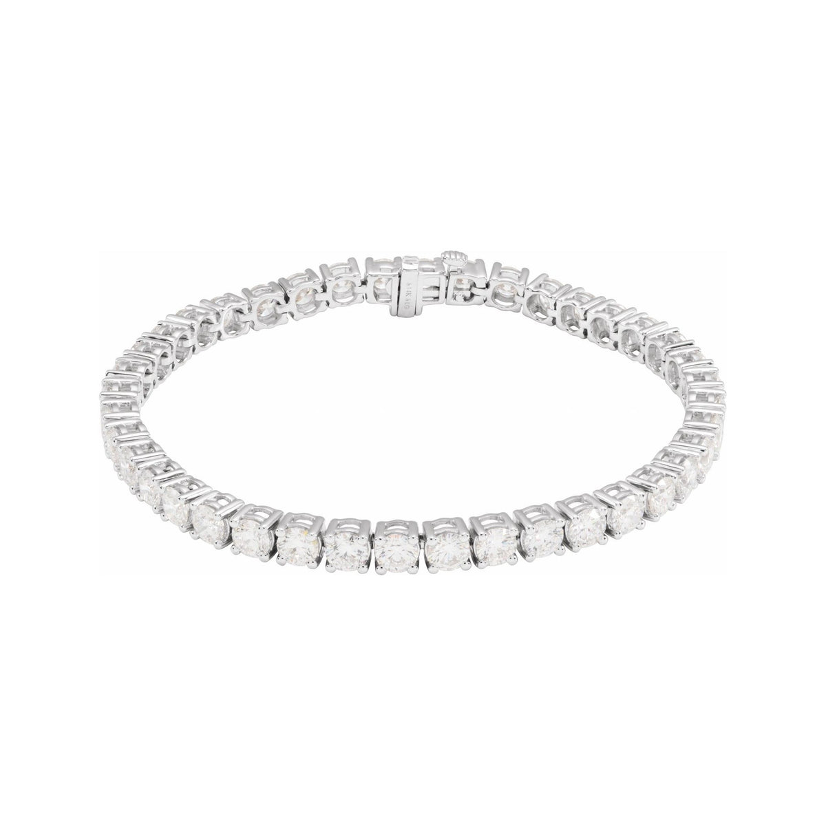 Sapphire Row Lab-Grown Diamond Round Four-Prong Tennis Bracelet - 14K White Gold, 3.9 mm · 10 ctw