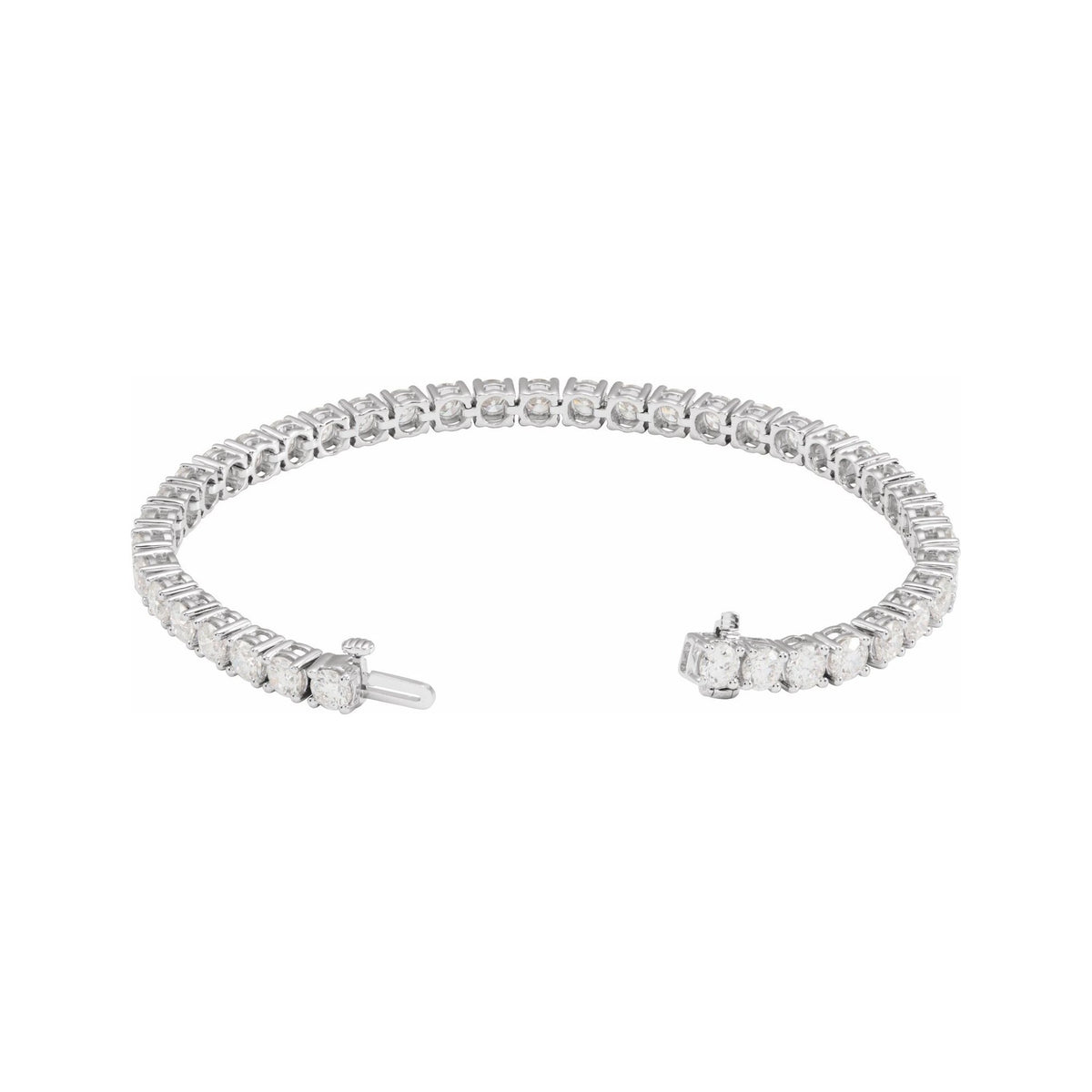 Sapphire Row Lab-Grown Diamond Round Four-Prong Tennis Bracelet - 14K White Gold, 3.9 mm · 10 ctw (view 2)