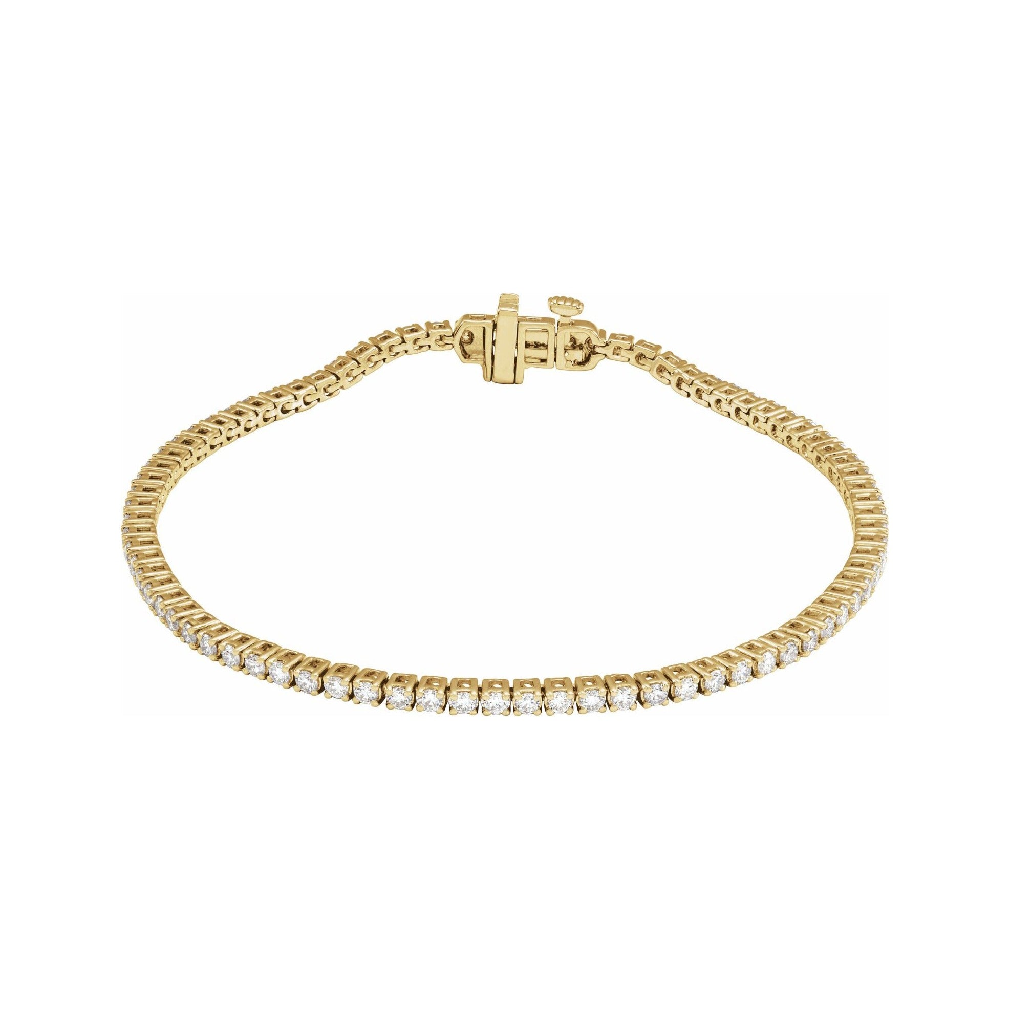 Sapphire Row Lab-Grown Diamond Round Four-Prong Tennis Bracelet - 14K Yellow Gold, 1.8 mm · 2 ctw