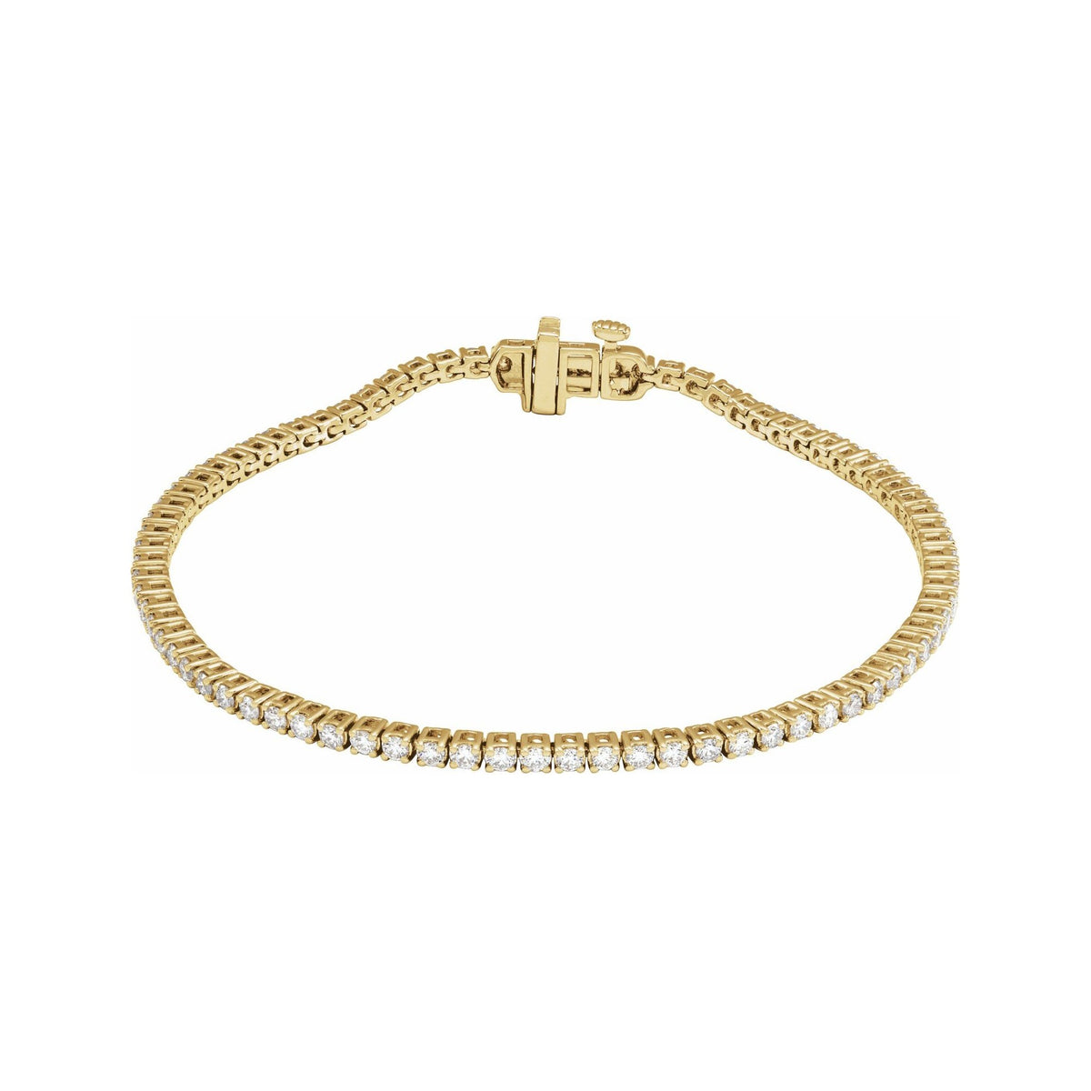 Sapphire Row Lab-Grown Diamond Round Four-Prong Tennis Bracelet - 14K Yellow Gold, 1.8 mm · 2 ctw