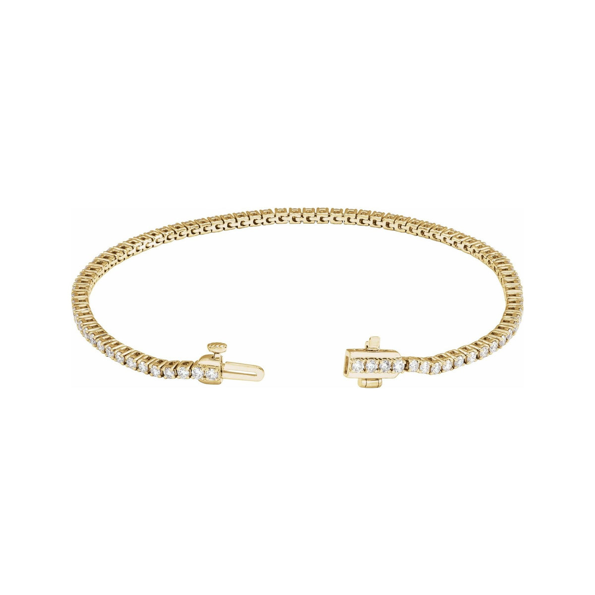 Sapphire Row Lab-Grown Diamond Round Four-Prong Tennis Bracelet - 14K Yellow Gold, 1.8 mm · 2 ctw (view 2)