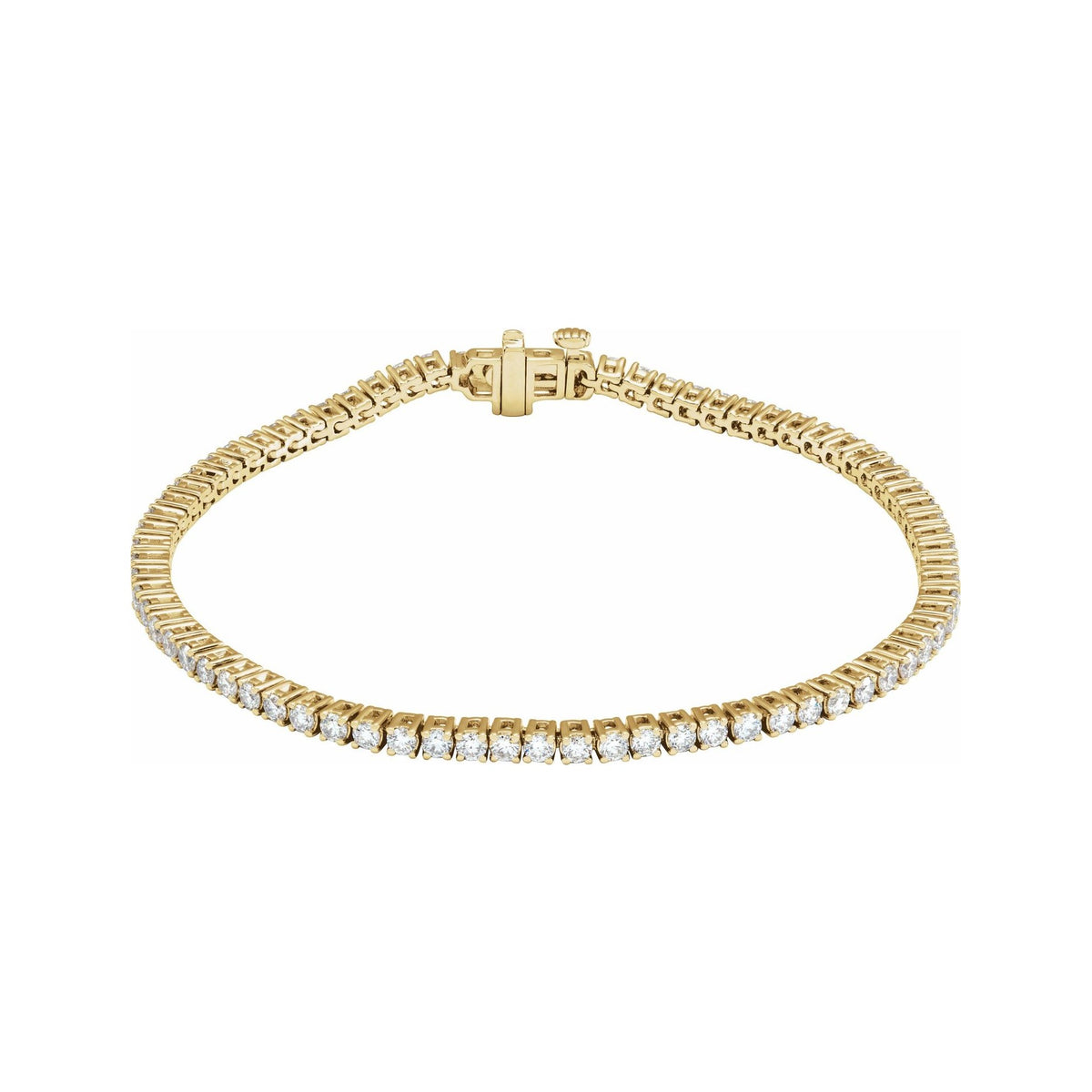 Sapphire Row Lab-Grown Diamond Round Four-Prong Tennis Bracelet - 14K Yellow Gold, 2.1 mm · 3 ctw