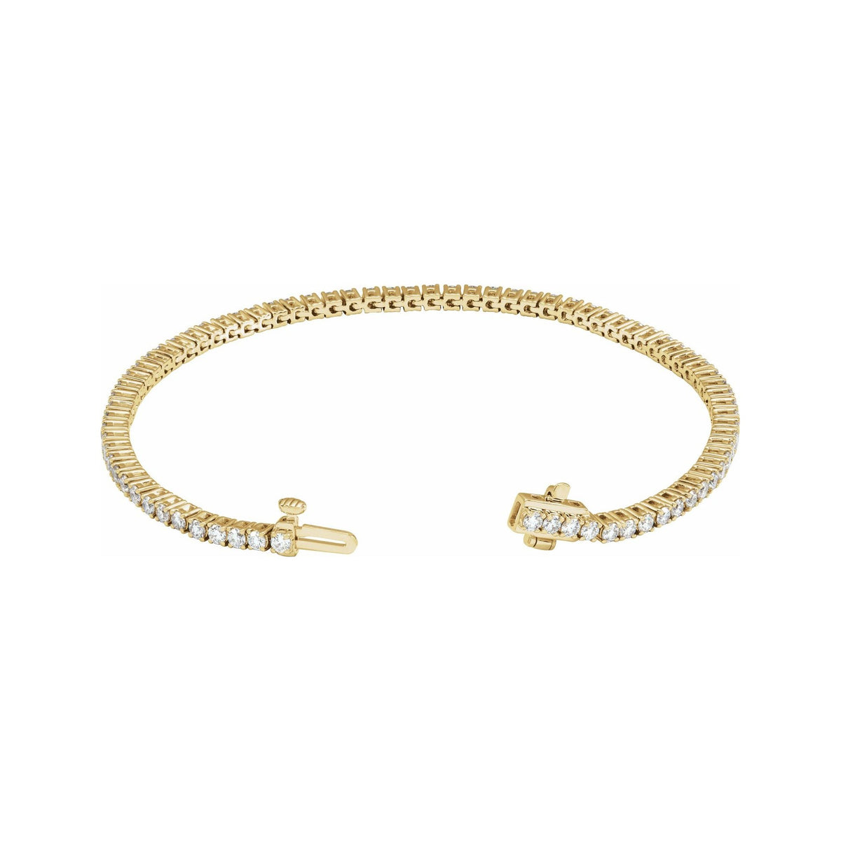 Sapphire Row Lab-Grown Diamond Round Four-Prong Tennis Bracelet - 14K Yellow Gold, 2.1 mm · 3 ctw (view 2)
