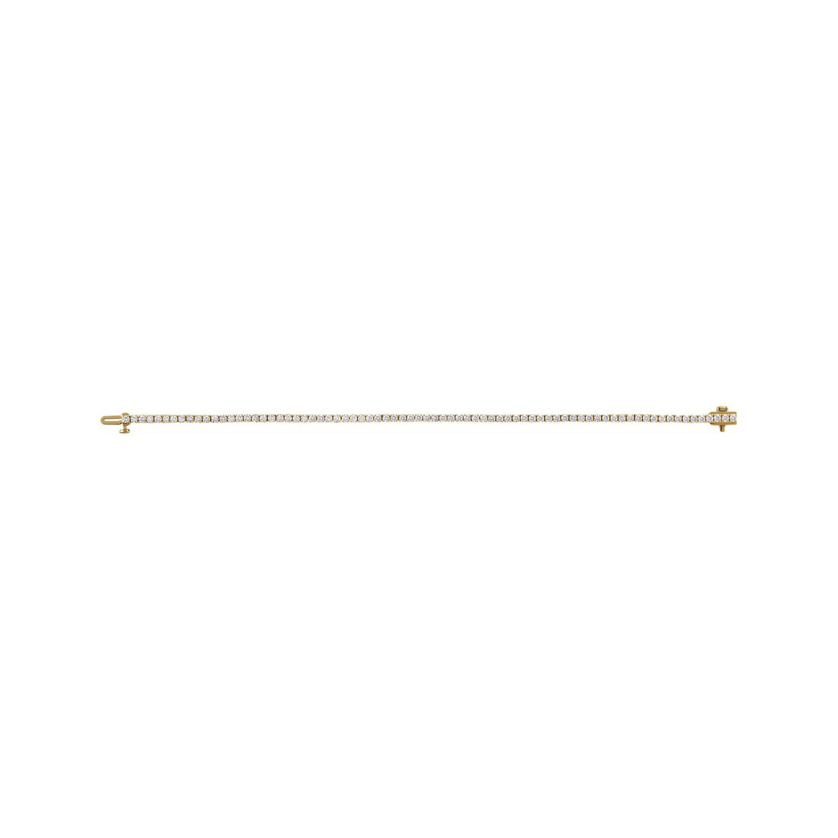 Sapphire Row Lab-Grown Diamond Round Four-Prong Tennis Bracelet - 14K Yellow Gold, 2.1 mm · 3 ctw (view 3)
