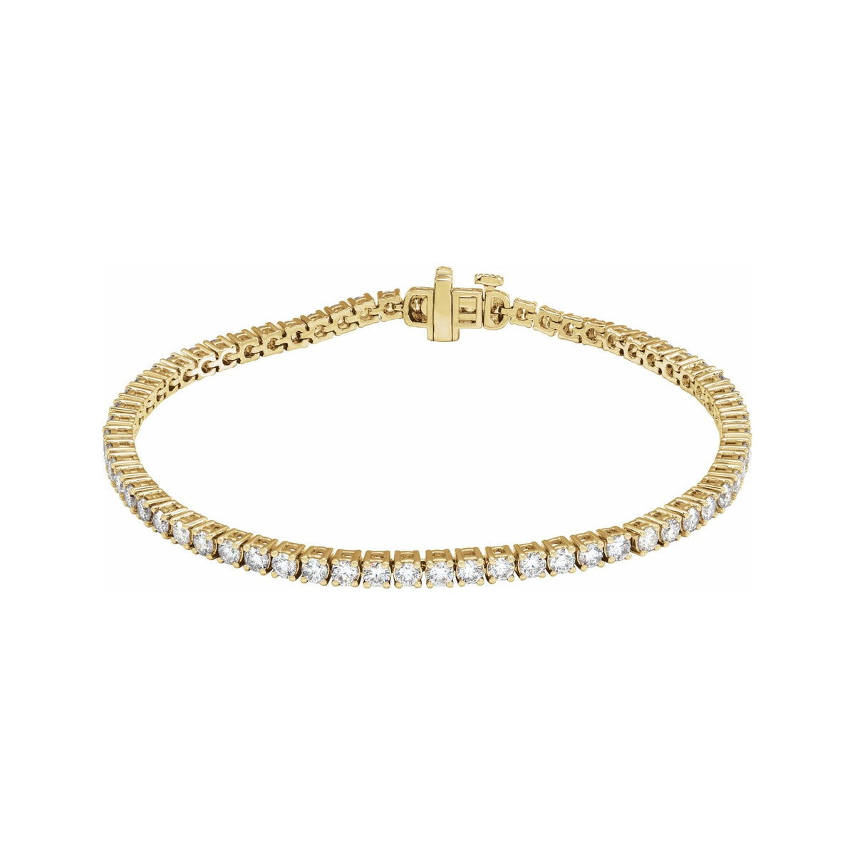 Sapphire Row Lab-Grown Diamond Round Four-Prong Tennis Bracelet - 14K Yellow Gold, 2.5 mm · 4 ctw