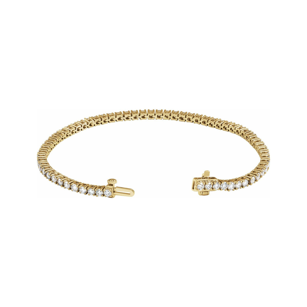 Sapphire Row Lab-Grown Diamond Round Four-Prong Tennis Bracelet - 14K Yellow Gold, 2.5 mm · 4 ctw (view 2)