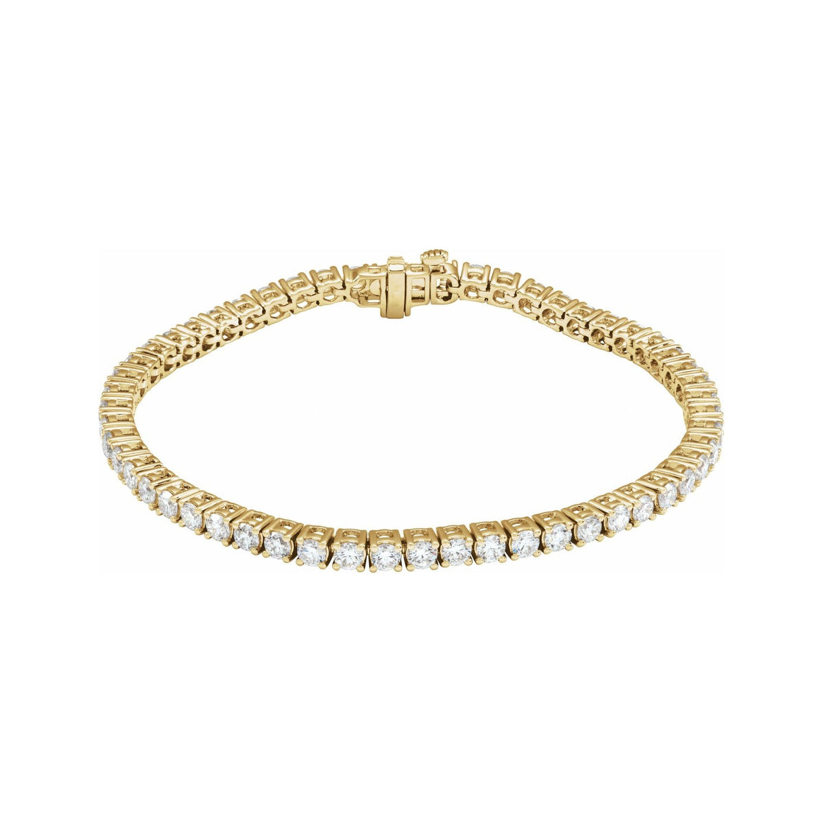 Sapphire Row Lab-Grown Diamond Round Four-Prong Tennis Bracelet - 14K Yellow Gold, 2.9 mm · 5 ctw