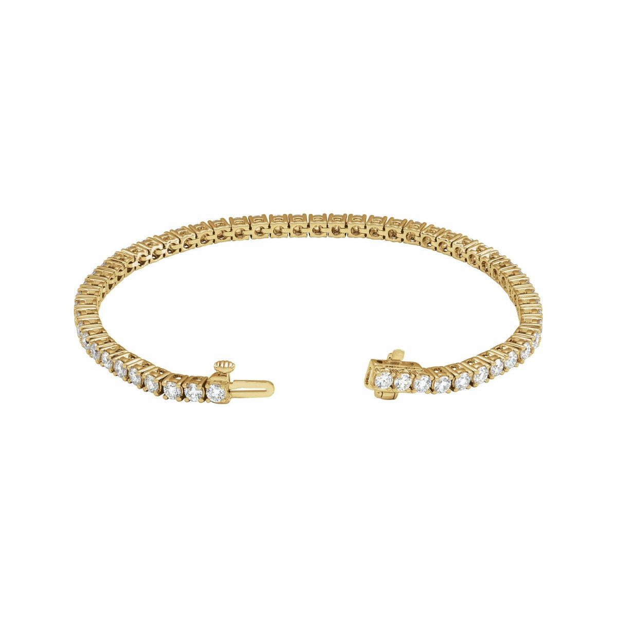 Sapphire Row Lab-Grown Diamond Round Four-Prong Tennis Bracelet - 14K Yellow Gold, 2.9 mm · 5 ctw (view 2)