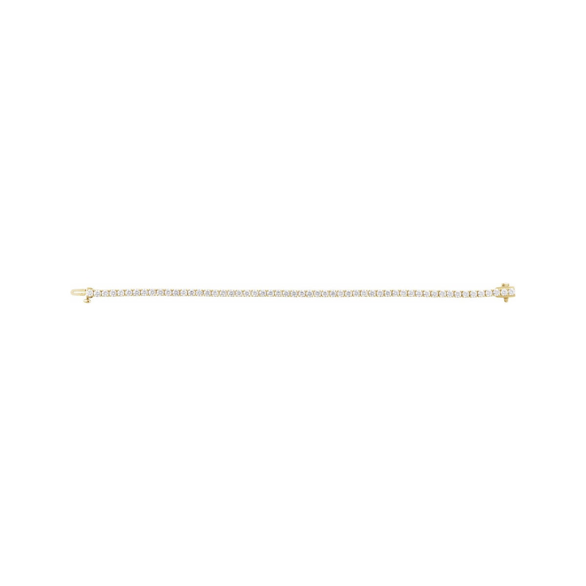 Sapphire Row Lab-Grown Diamond Round Four-Prong Tennis Bracelet - 14K Yellow Gold, 2.9 mm · 5 ctw (view 3)