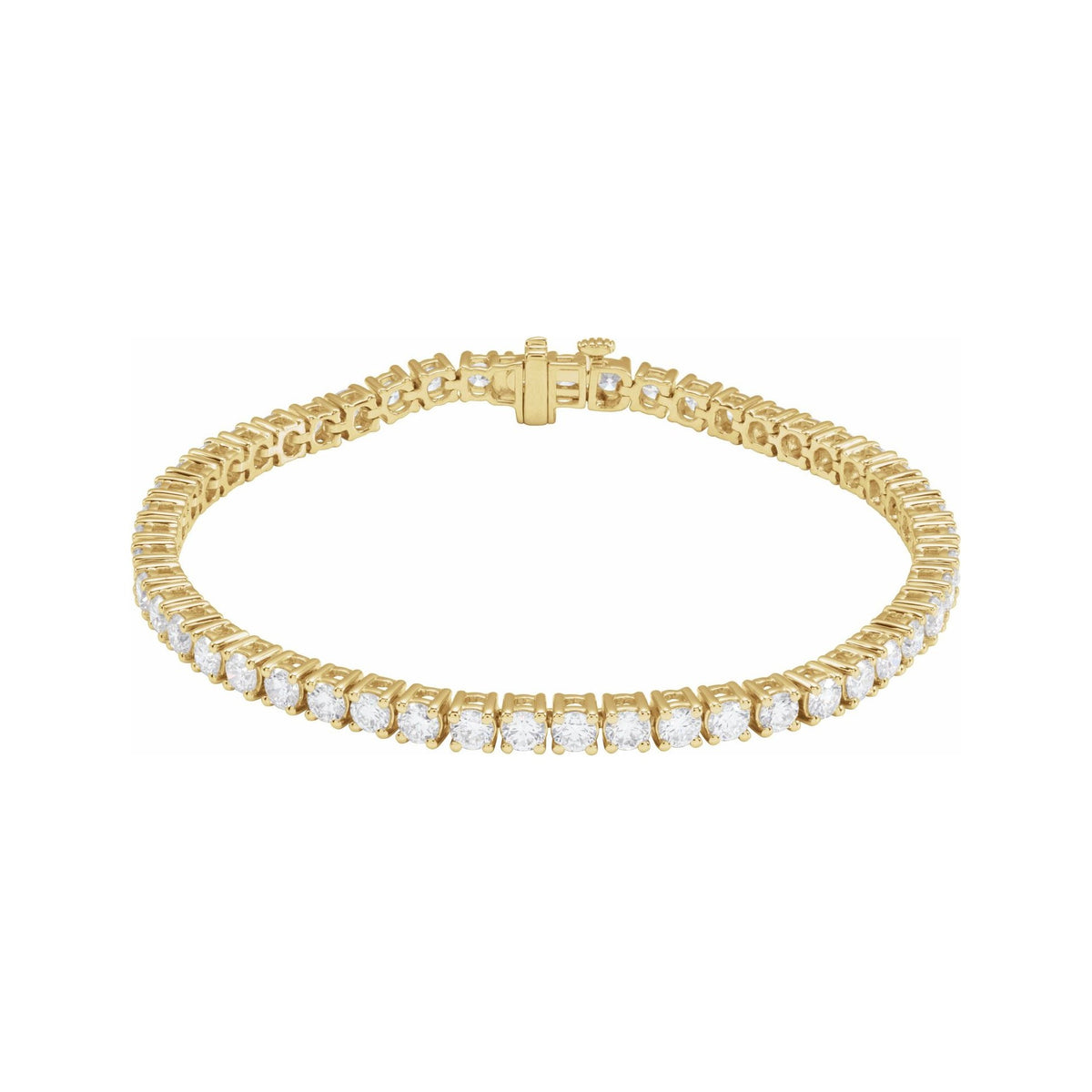 Sapphire Row Lab-Grown Diamond Round Four-Prong Tennis Bracelet - 14K Yellow Gold, 3.2 mm · 6 ctw