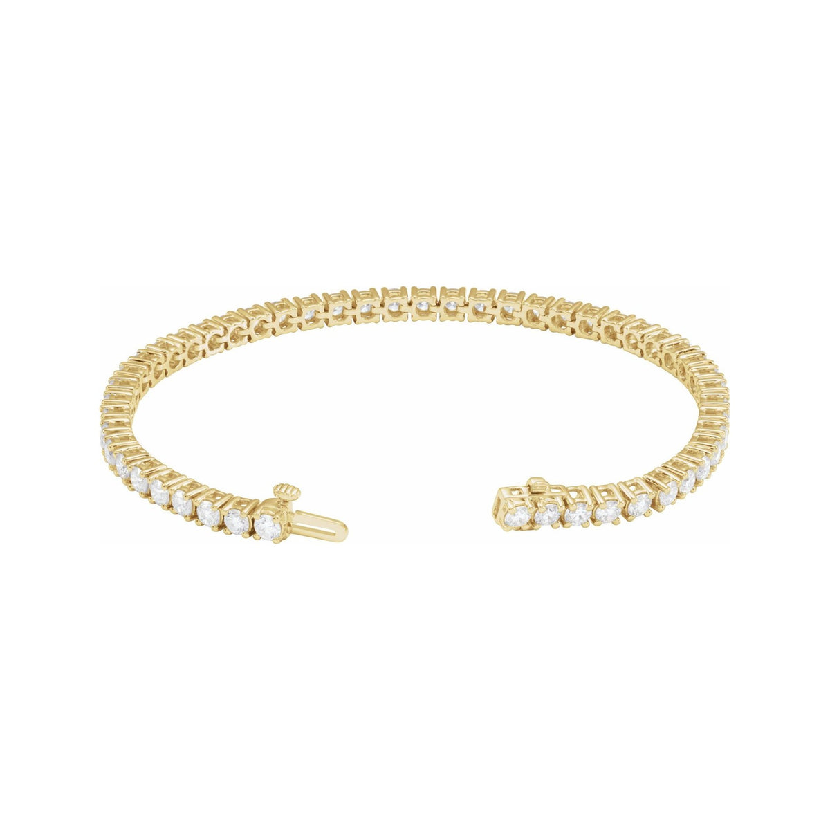 Sapphire Row Lab-Grown Diamond Round Four-Prong Tennis Bracelet - 14K Yellow Gold, 3.2 mm · 6 ctw (view 3)