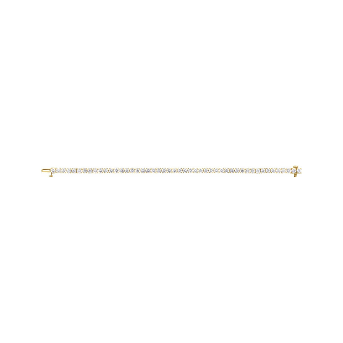 Sapphire Row Lab-Grown Diamond Round Four-Prong Tennis Bracelet - 14K Yellow Gold, 3.4 mm · 7 ctw (view 3)