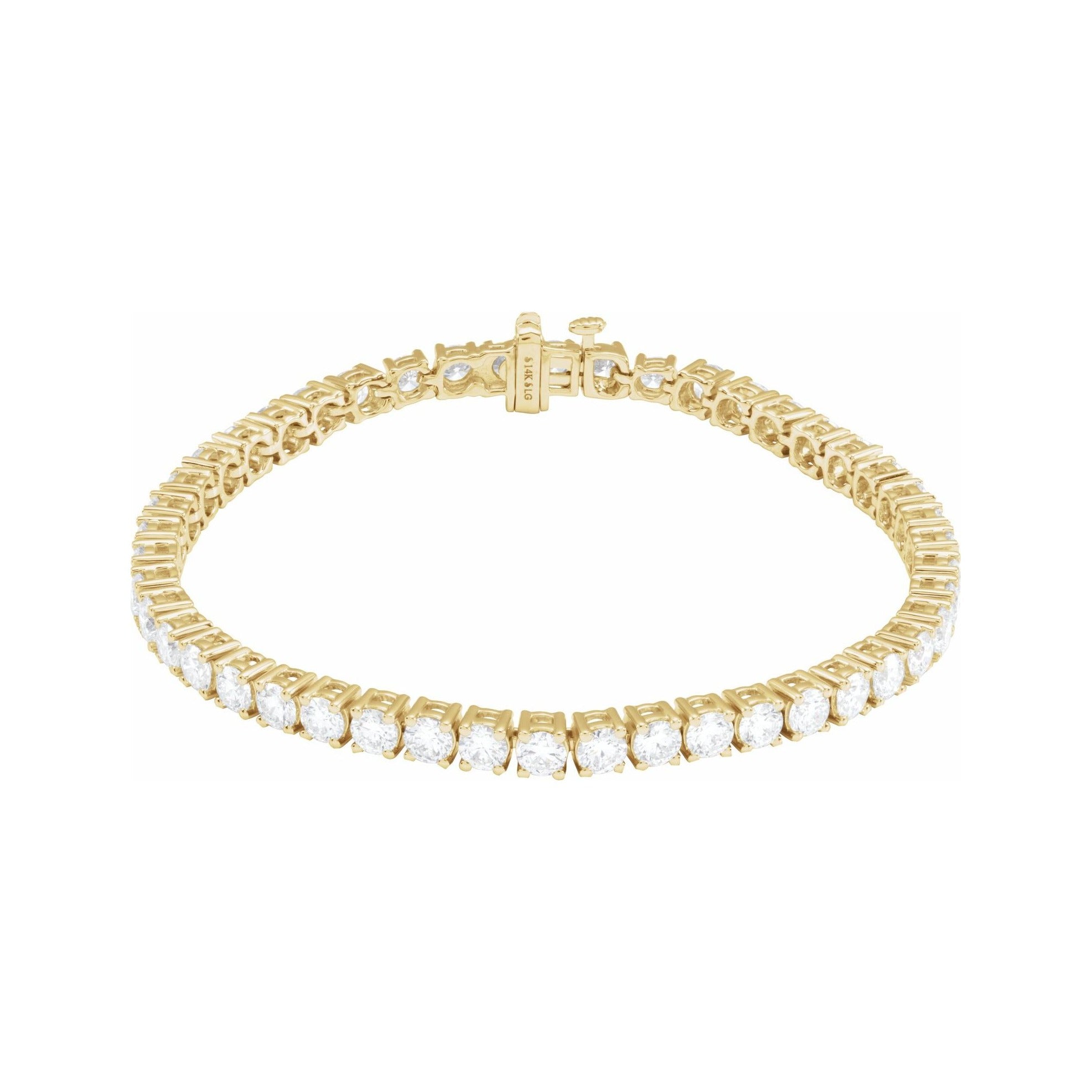 Sapphire Row Lab-Grown Diamond Round Four-Prong Tennis Bracelet - 14K Yellow Gold, 3.5 mm · 8 ctw