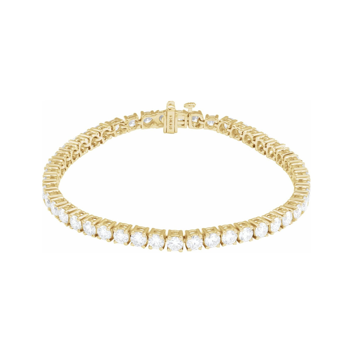 Sapphire Row Lab-Grown Diamond Round Four-Prong Tennis Bracelet - 14K Yellow Gold, 3.5 mm · 8 ctw