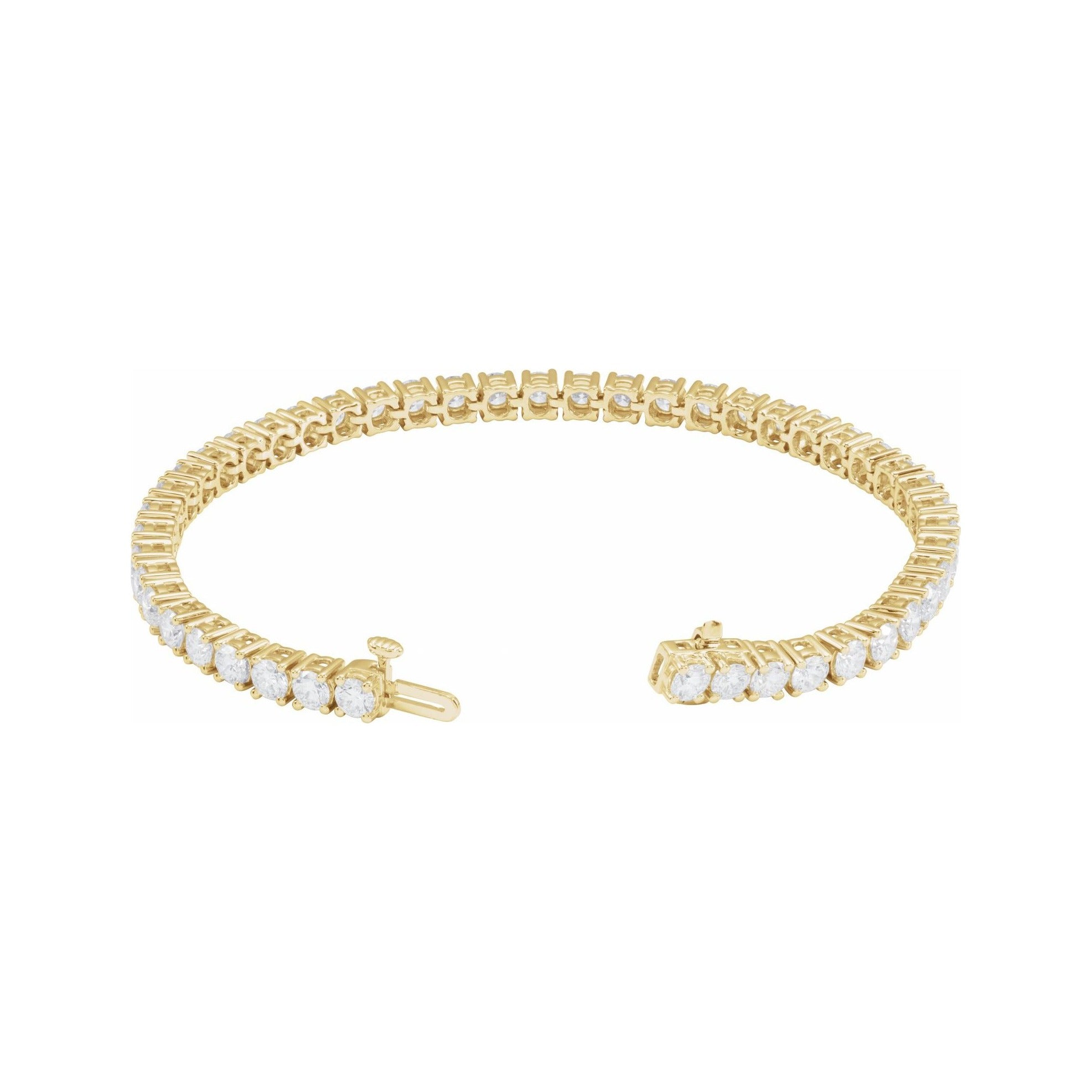 Sapphire Row Lab-Grown Diamond Round Four-Prong Tennis Bracelet - 14K Yellow Gold, 3.5 mm · 8 ctw (view 2)