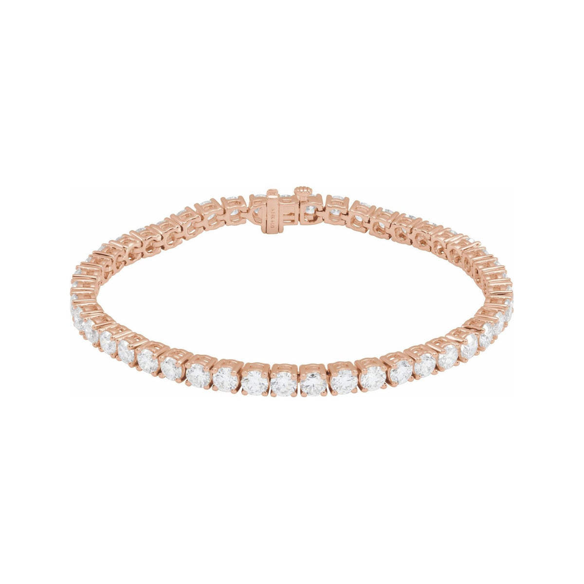 Sapphire Row Lab-Grown Diamond Round Four-Prong Tennis Bracelet - 14K Rose Gold, 3.65 mm · 9 ctw