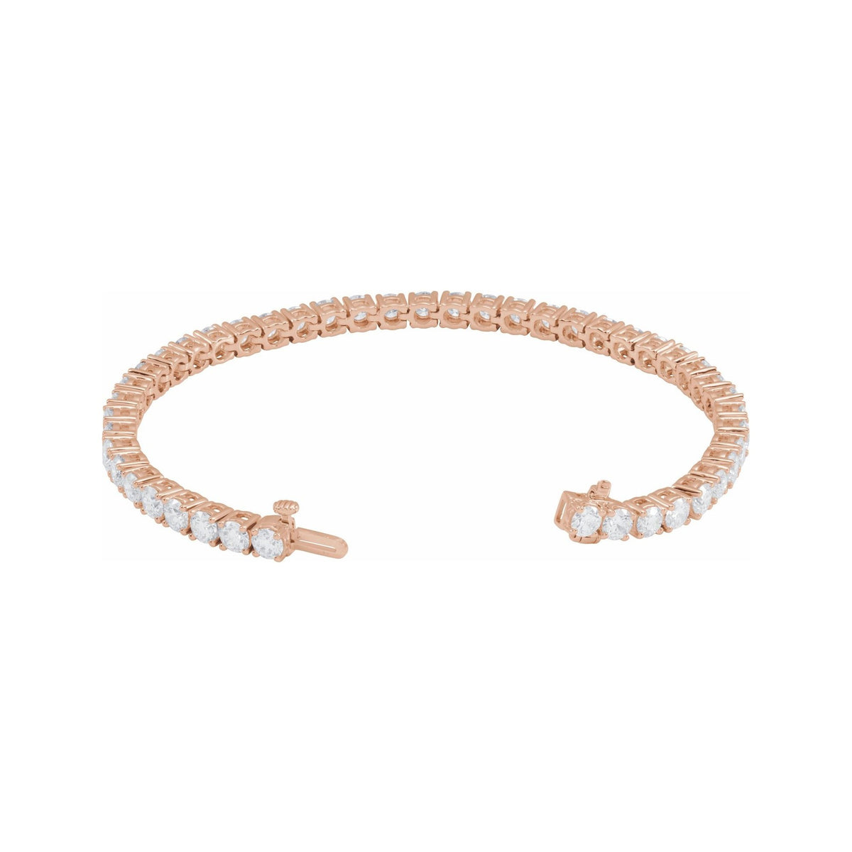 Sapphire Row Lab-Grown Diamond Round Four-Prong Tennis Bracelet - 14K Rose Gold, 3.65 mm · 9 ctw (view 2)