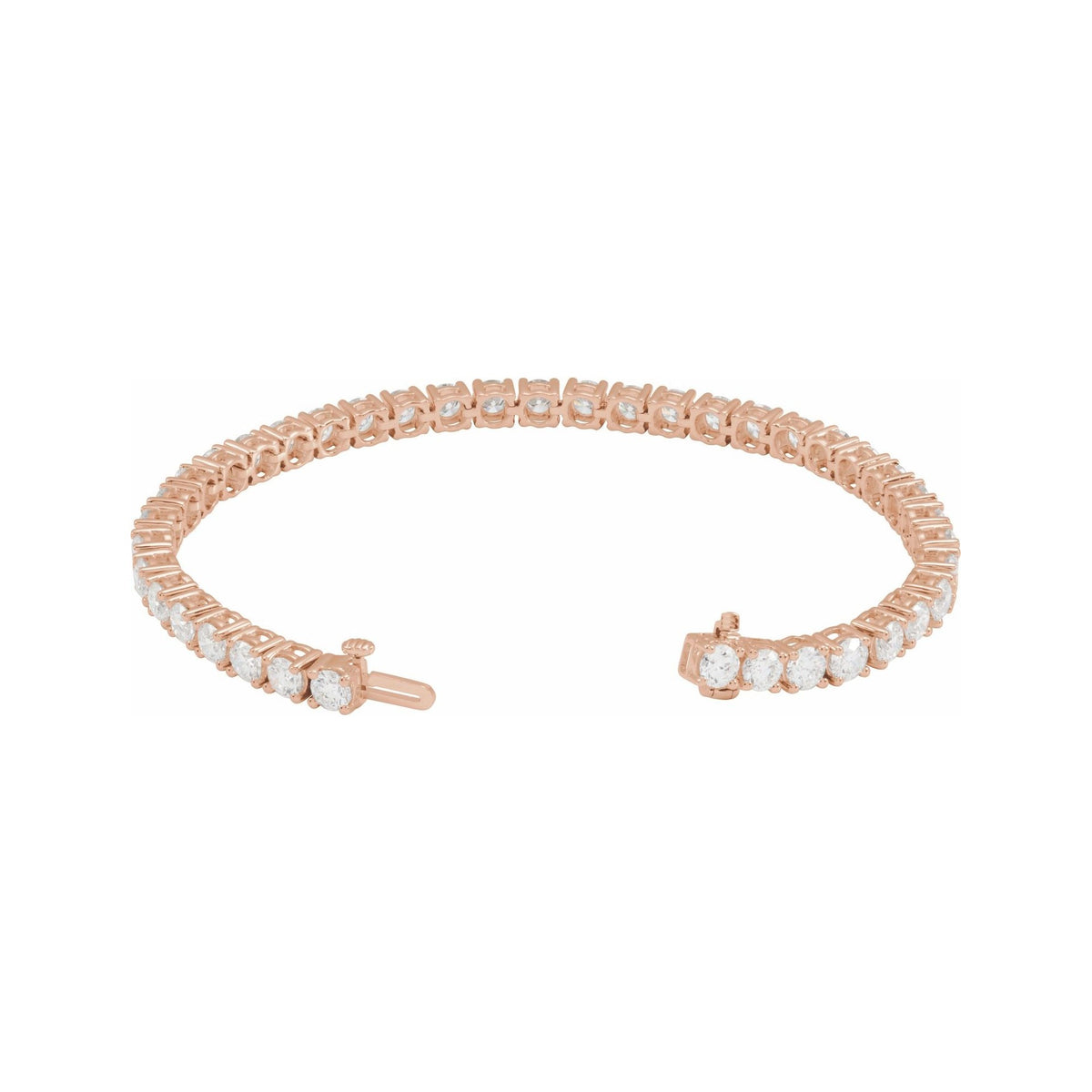 Sapphire Row Lab-Grown Diamond Round Four-Prong Tennis Bracelet - 14K Rose Gold, 3.9 mm · 10 ctw (view 2)