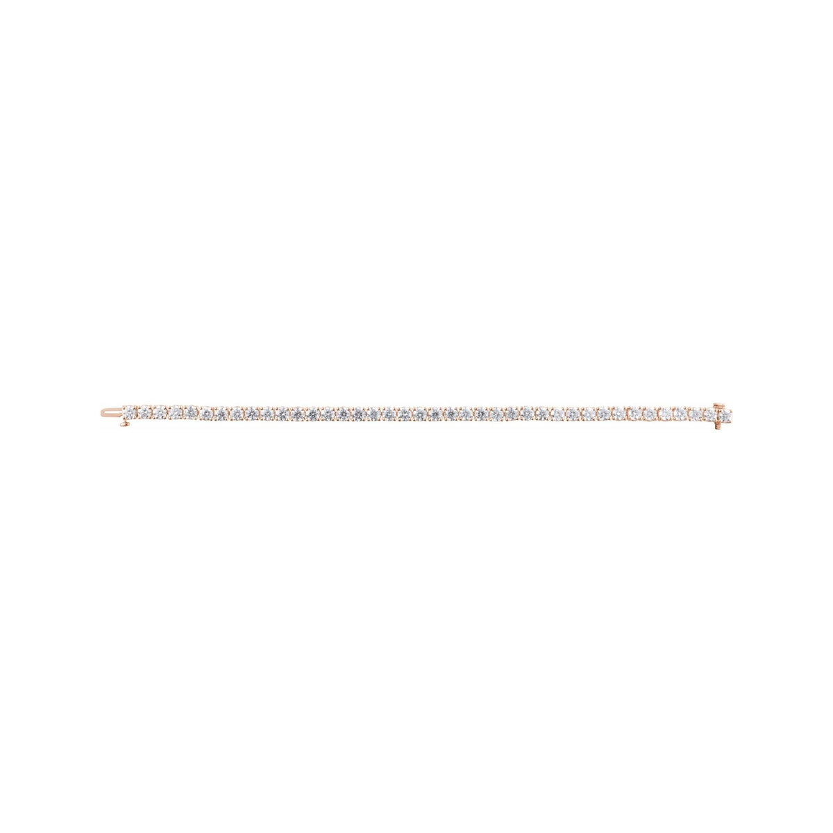 Sapphire Row Lab-Grown Diamond Round Four-Prong Tennis Bracelet - 14K Rose Gold, 3.9 mm · 10 ctw (view 3)
