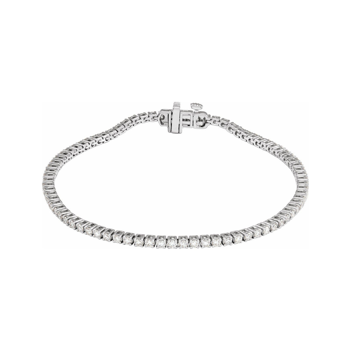 Sapphire Row Lab-Grown Diamond Round Four-Prong Tennis Bracelet - 14K White Gold, 1.8 mm · 2 ctw