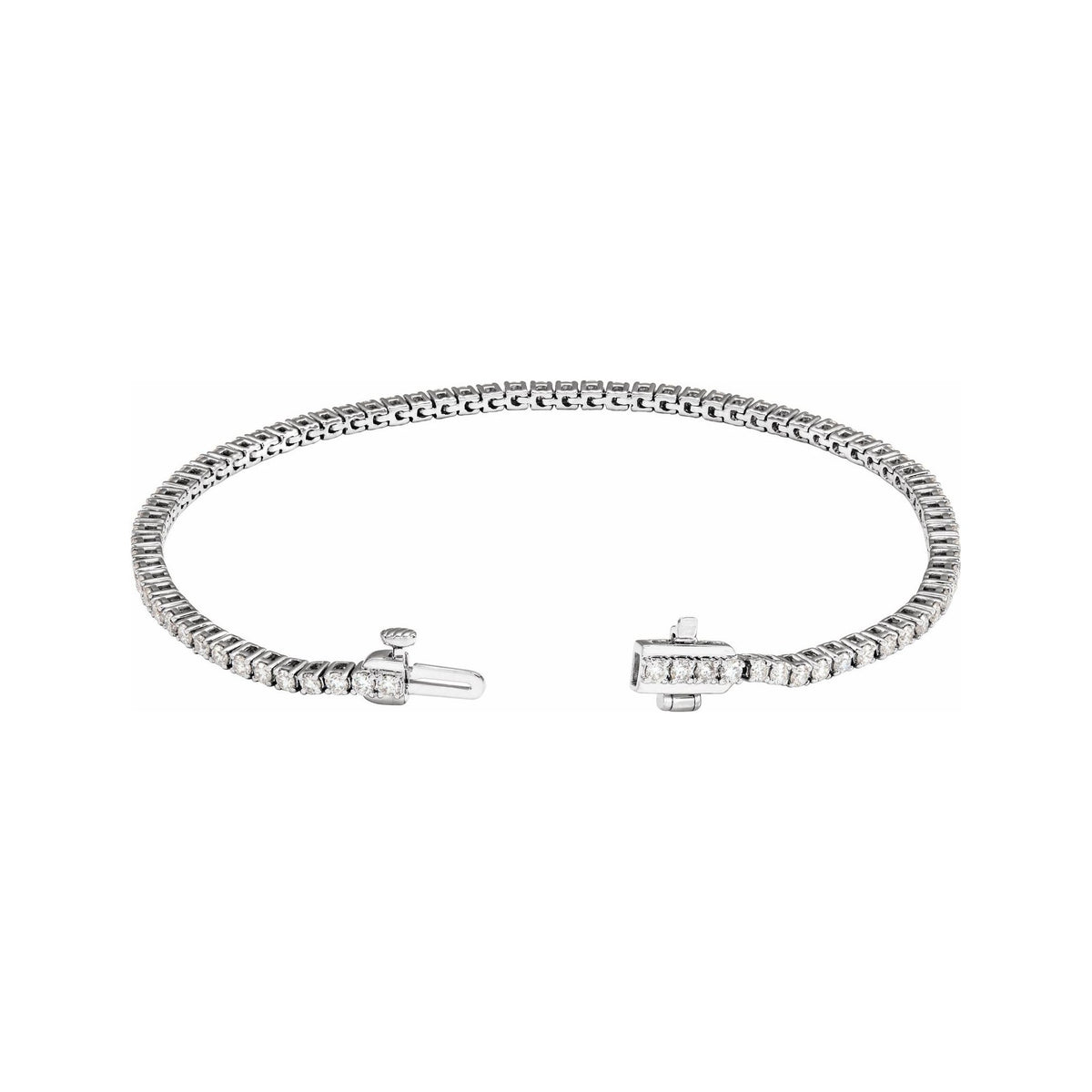 Sapphire Row Lab-Grown Diamond Round Four-Prong Tennis Bracelet - 14K White Gold, 1.8 mm · 2 ctw (view 2)