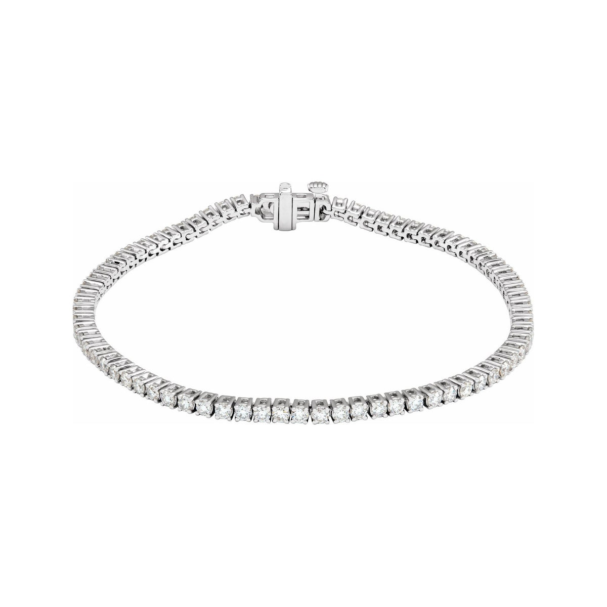 Sapphire Row Lab-Grown Diamond Round Four-Prong Tennis Bracelet - 14K White Gold, 2.1 mm · 3 ctw