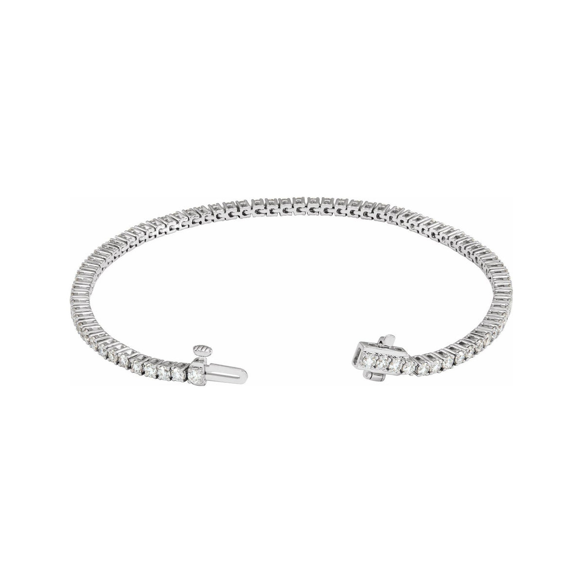 Sapphire Row Lab-Grown Diamond Round Four-Prong Tennis Bracelet - 14K White Gold, 2.1 mm · 3 ctw (view 2)