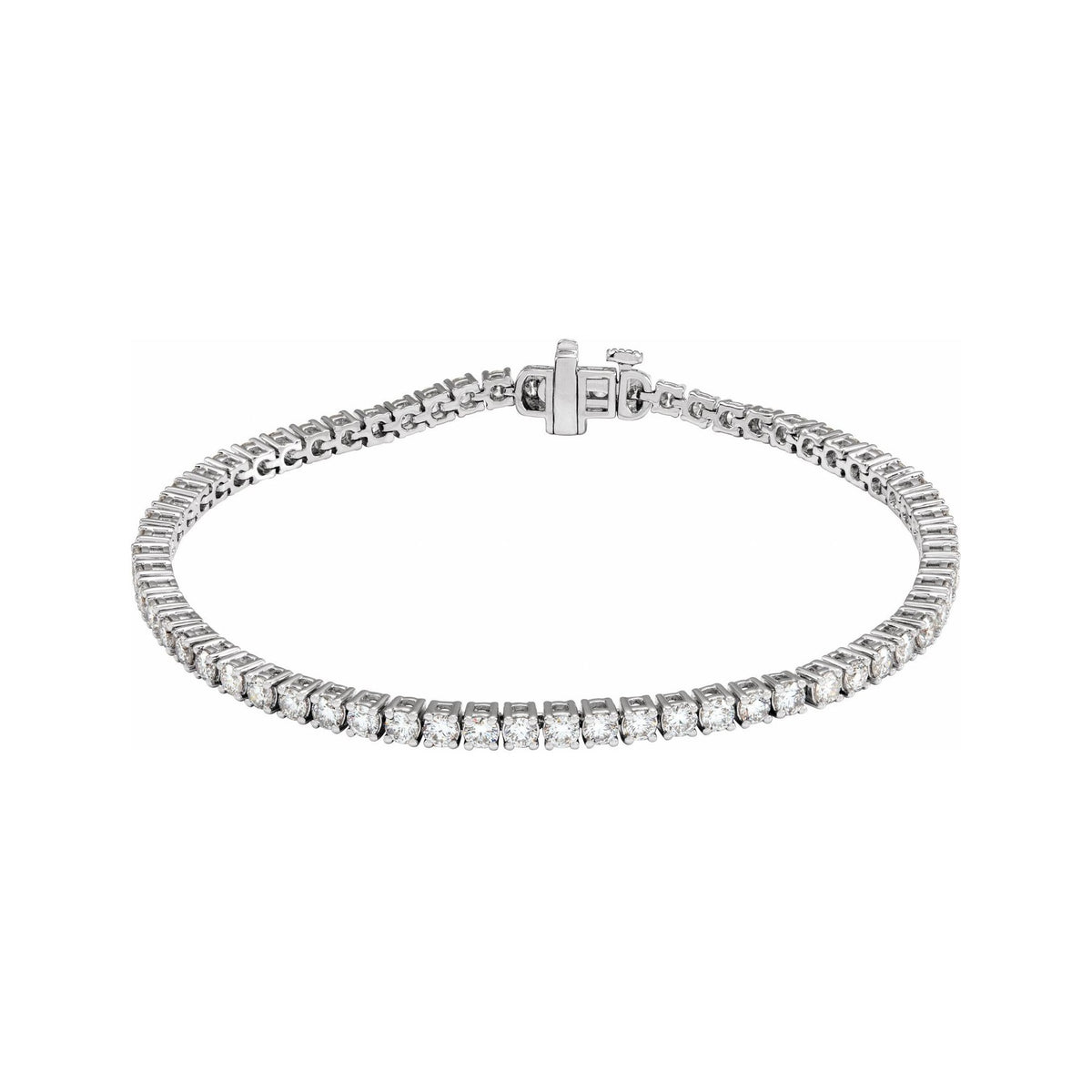 Sapphire Row Lab-Grown Diamond Round Four-Prong Tennis Bracelet - 14K White Gold, 2.5 mm · 4 ctw