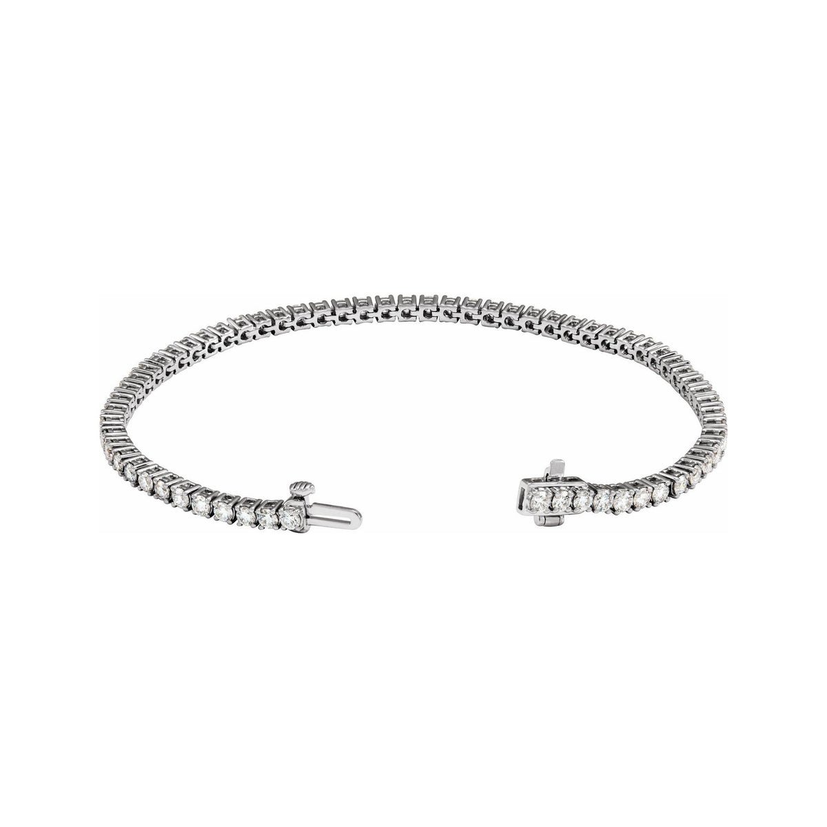 Sapphire Row Lab-Grown Diamond Round Four-Prong Tennis Bracelet - 14K White Gold, 2.5 mm · 4 ctw (view 2)