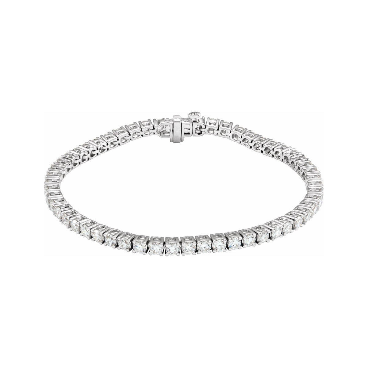 Sapphire Row Lab-Grown Diamond Round Four-Prong Tennis Bracelet - 14K White Gold, 2.9 mm · 5 ctw