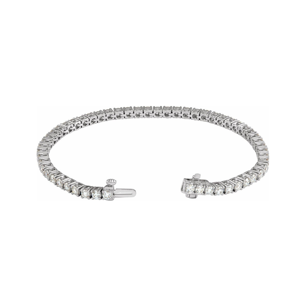 Sapphire Row Lab-Grown Diamond Round Four-Prong Tennis Bracelet - 14K White Gold, 2.9 mm · 5 ctw (view 2)