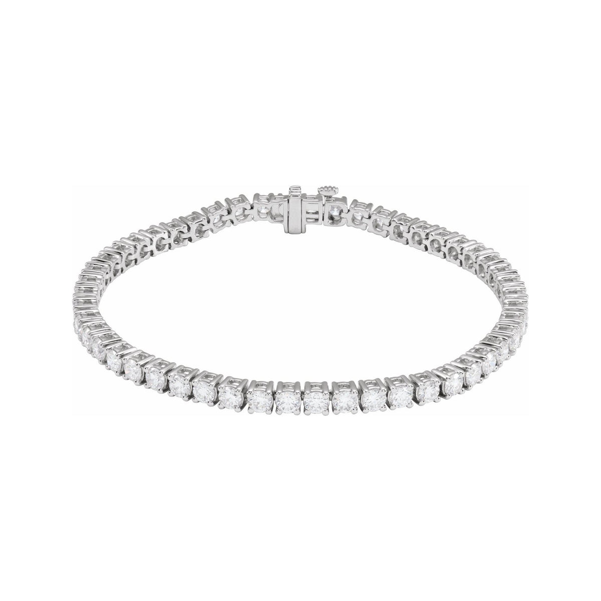 Sapphire Row Lab-Grown Diamond Round Four-Prong Tennis Bracelet - 14K White Gold, 3.2 mm · 6 ctw