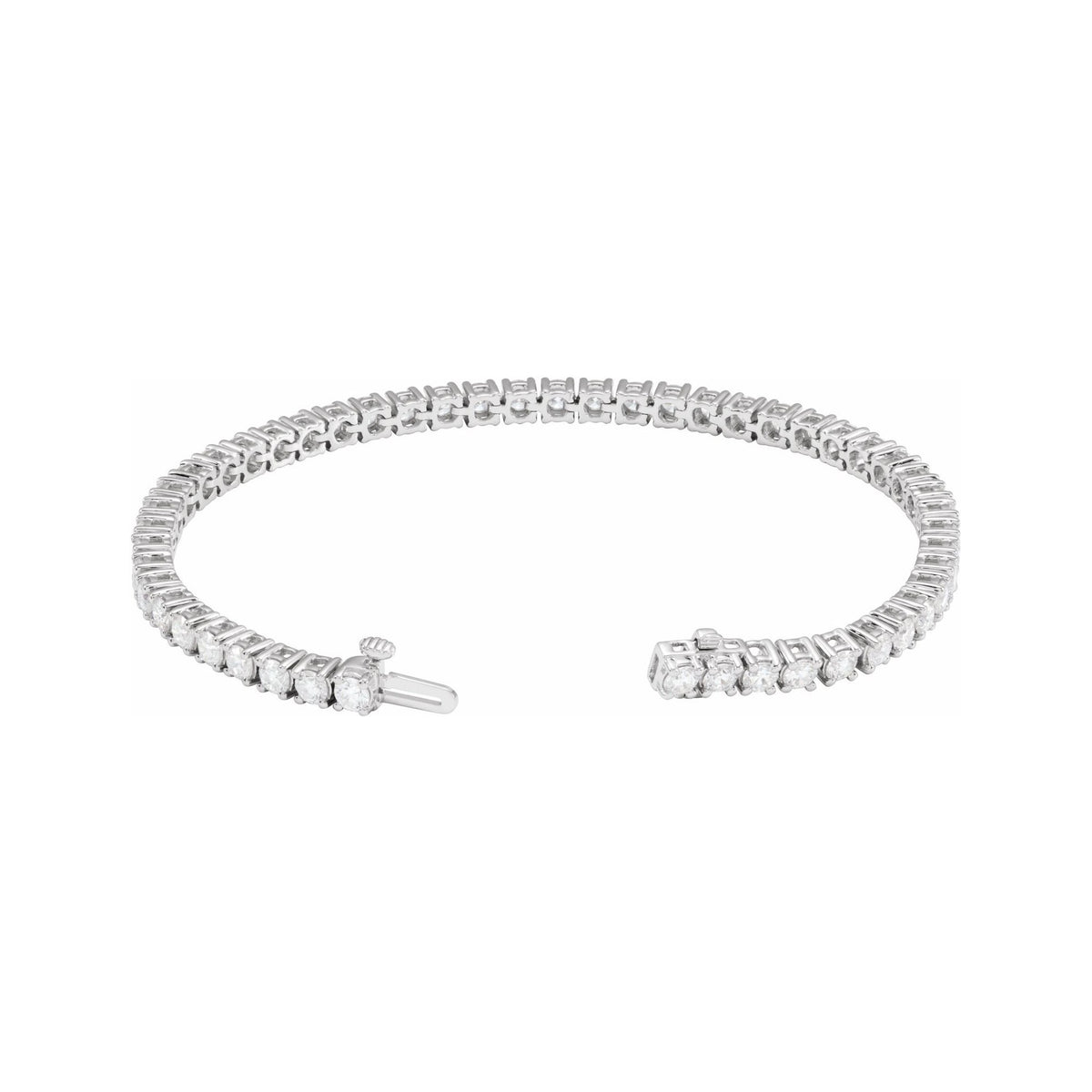 Sapphire Row Lab-Grown Diamond Round Four-Prong Tennis Bracelet - 14K White Gold, 3.2 mm · 6 ctw (view 3)