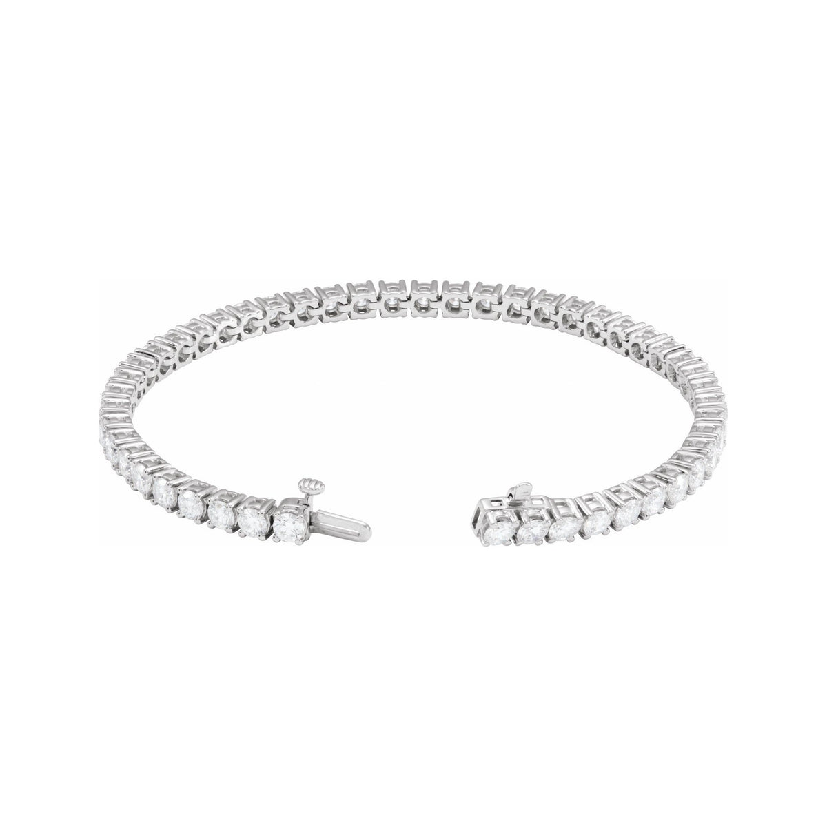 Sapphire Row Lab-Grown Diamond Round Four-Prong Tennis Bracelet - 14K White Gold, 3.4 mm · 7 ctw (view 2)